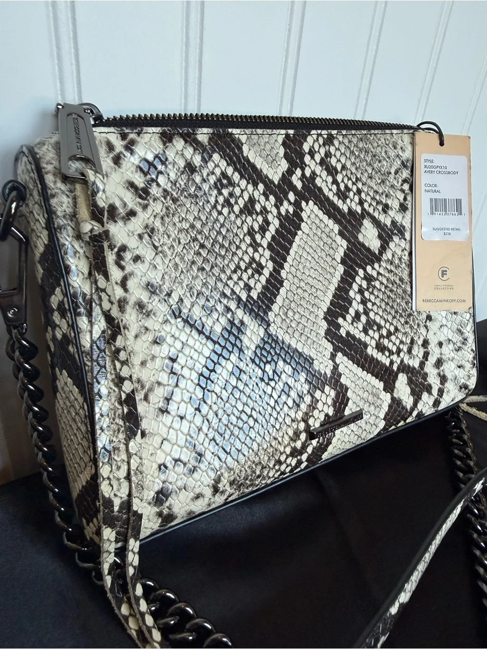 Rebecca Minkoff Avery Snake Print Leather Crossbody Bag NWT $228